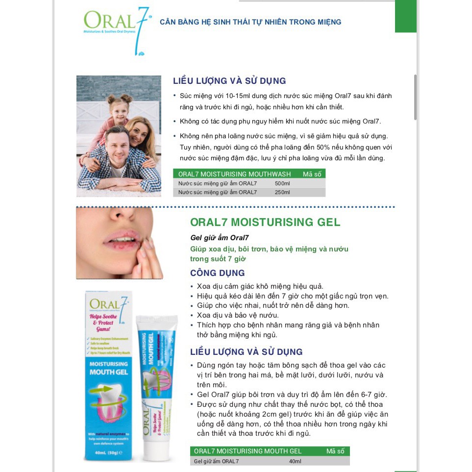 [Sản phẩm UK, có bill] Gel bôi GIỮ ẨM MIỆNG ORAL7 - Dành cho bệnh nhân tiểu đường, người sau hóa trị, xạ trị