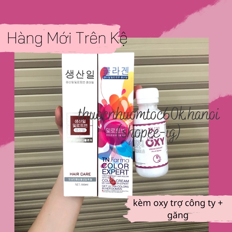 Thuốc nhuộm tóc màu NÂU HẠT DẺ (SỮA) kèm oxy trợ nhuộm găng tay nilon