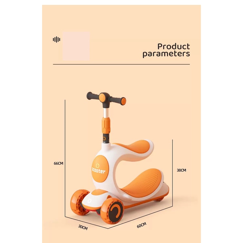 Xe Scooter 2 tầng có đèn và nhạc mẫu mới nhất 2022