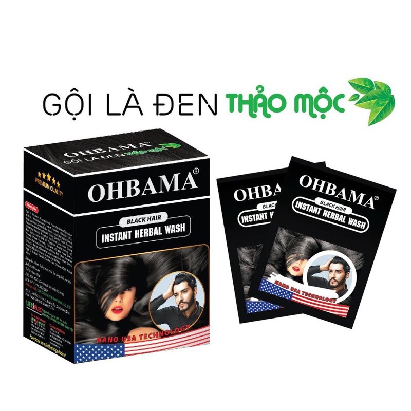 1 hộp dầu gội là đen Ohbama gồm 10 gói mẫu mới