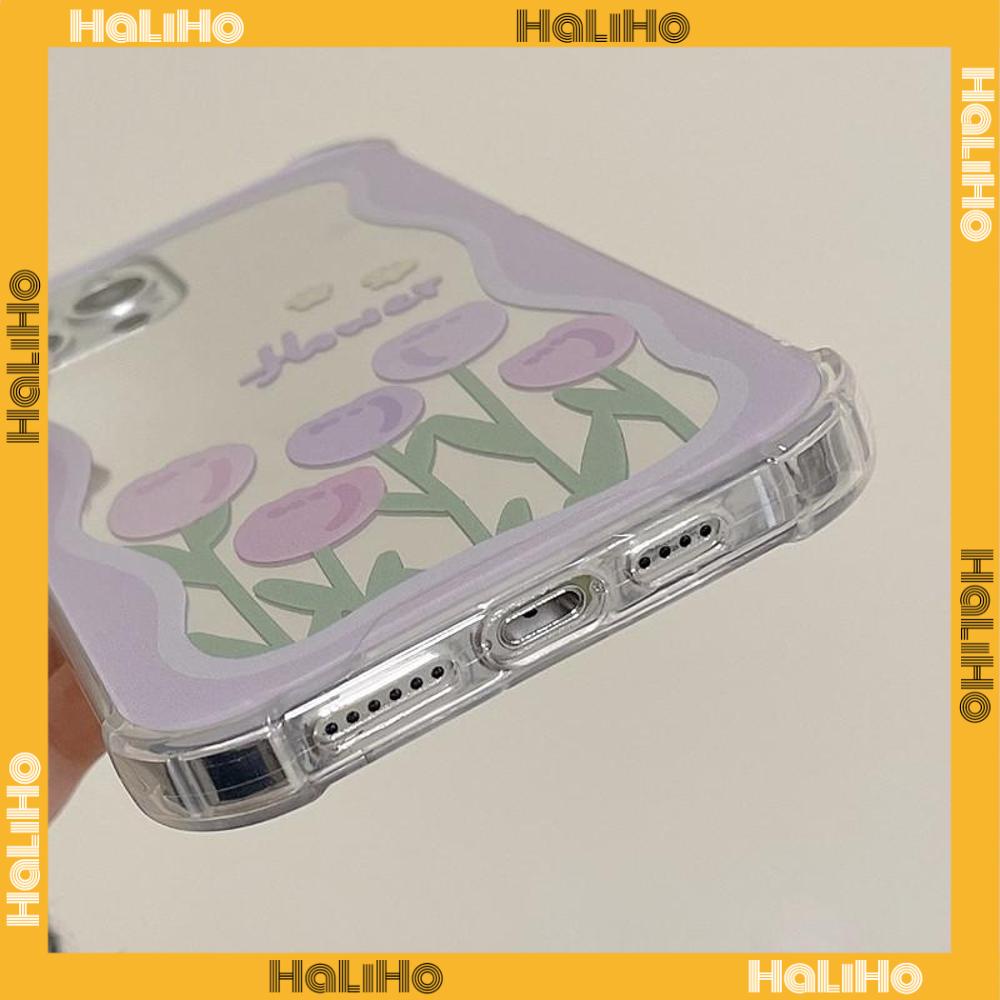 iPhone Case Acrylic HD Mirror Laser Airbag Shockproof Protection Camera Cute Purple Tulip Flowers Compatible For iPhone 11 iPhone 13 Pro Max iPhone 12 Pro Max iPhone 7 Plus xr