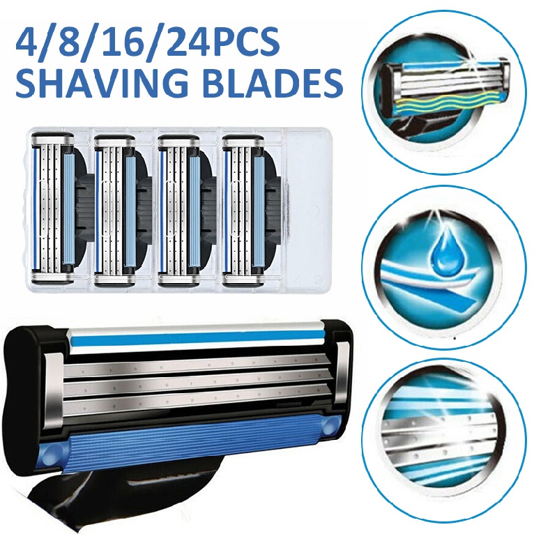 4/8/16/24 Lưỡi dao cạo râu thay thế bằng thép không gỉ Gillette MACH 3