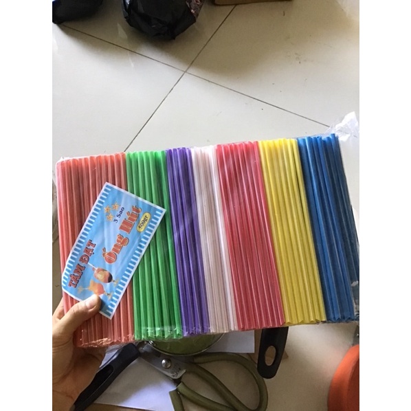 Ống hút nhựa 7 màu , ống hút nước mía bịch 400 ống
