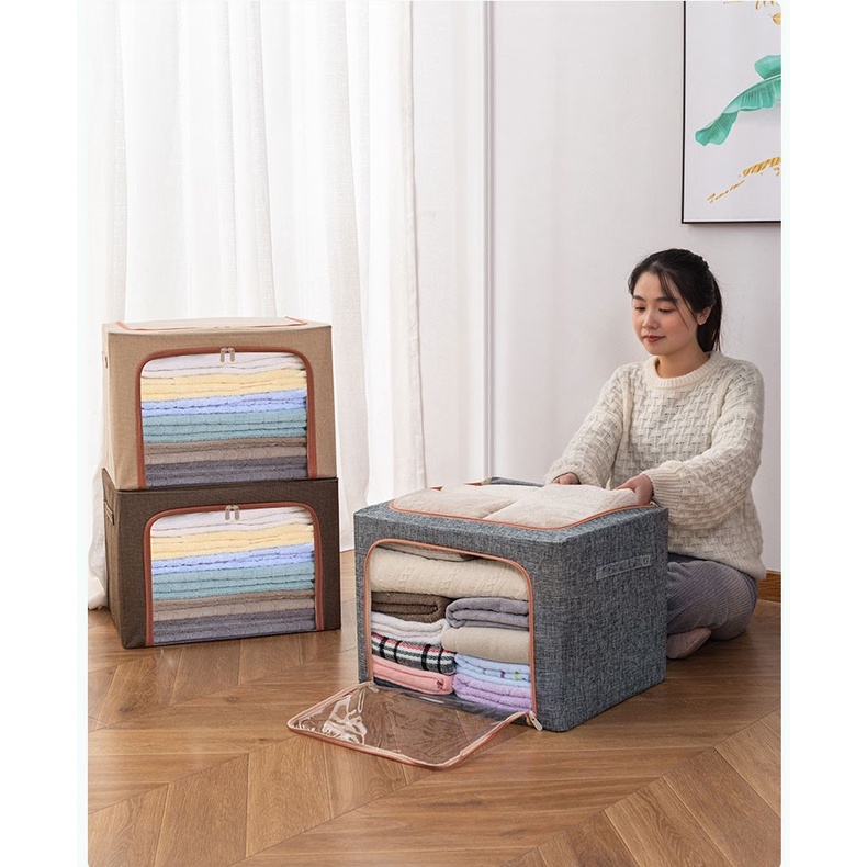 Hộp Đựng Quần Áo Chăn Màn Khung Thép Cao Cấp Loại To Tiện Lợi 80 Lit có hỗ trợ đổi trả với sản phẩm lỗi | BigBuy360 - bigbuy360.vn