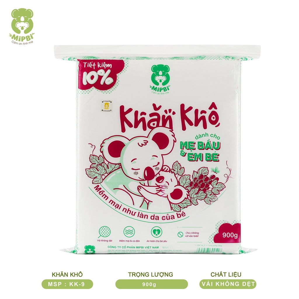 Khăn vải khô đa năng cao cấp Mipbi bịch 600G/900G