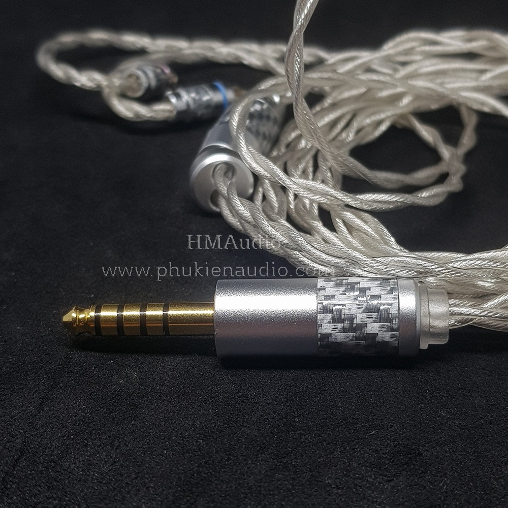 Dây tai nghe đồng mạ bạc 7NOCC Litz 23AWG 1.25mm tết 4 - Connector 2pin 0.78mm