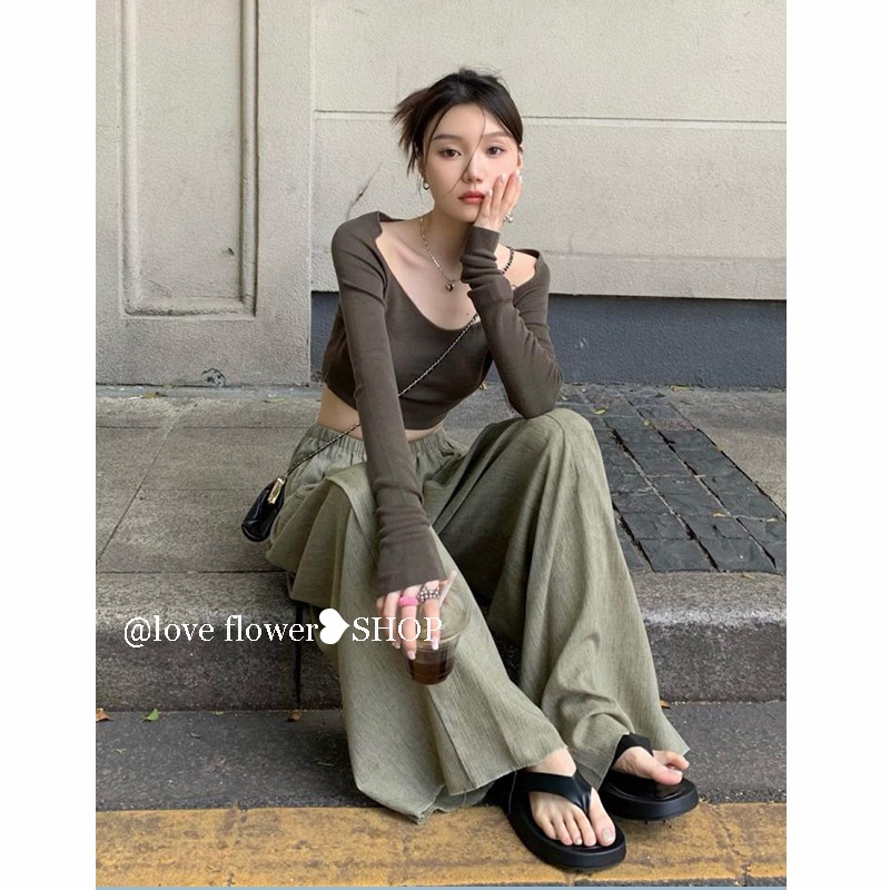 Bộ Áo Thun Tay Dài / Quần Ống Rộng / Quần Ống Rộng Chống Nắng Mỏng Và Mỏng Cho Nữ