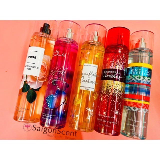 Xịt thơm cơ thể Bath and Body Works - phân loại mùi