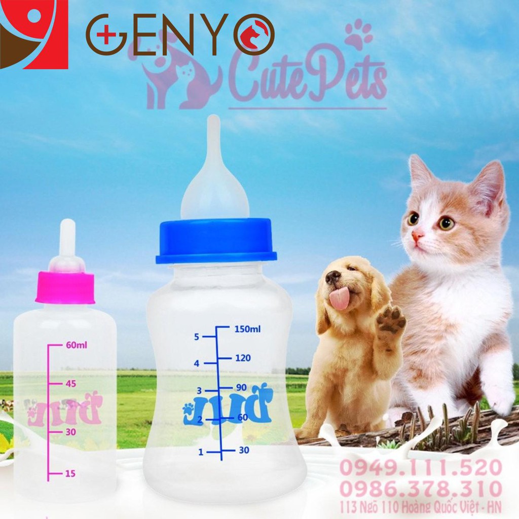 🍼 Bình sữa dành cho chó mèo con 150ml và 60ml - Genyo Phụ kiện thú cưng Pet shop hồ chí minh Navi store