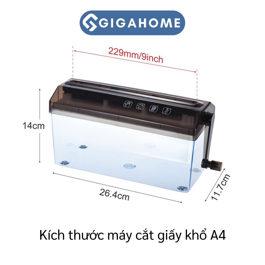 Máy Cắt Giấy Huỷ Tài Liệu GIGAHOME A4 Thủ Công Cao Cấp Màu Đen 1007