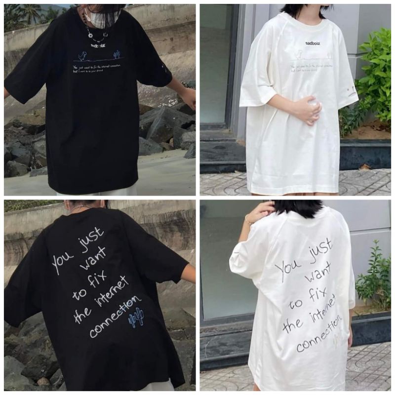 Áo thun tay lỡ form rộng Sadboiz Saddino SS2, vải cotton co dãn tốt, Áo thun sadboiz khủng long xương rồng in 2 mặt