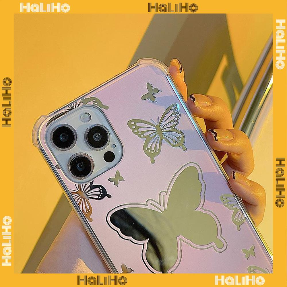 Ốp điện thoại acrylic HD gương laser in bướm hồng thích hợp cho iPhone 11 13 Pro Max 12 Pro Max 7 Plus iPhone xr xs