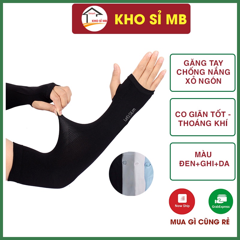 Găng tay chống nắng xỏ ngón kiểu dáng hàn quốc, bao tay chống nắng letslim dùng cho cả nam và nữ kho sỉ mb