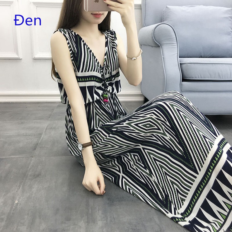 Đầm không tay dáng dài cổ V phong cách Bohomian | BigBuy360 - bigbuy360.vn