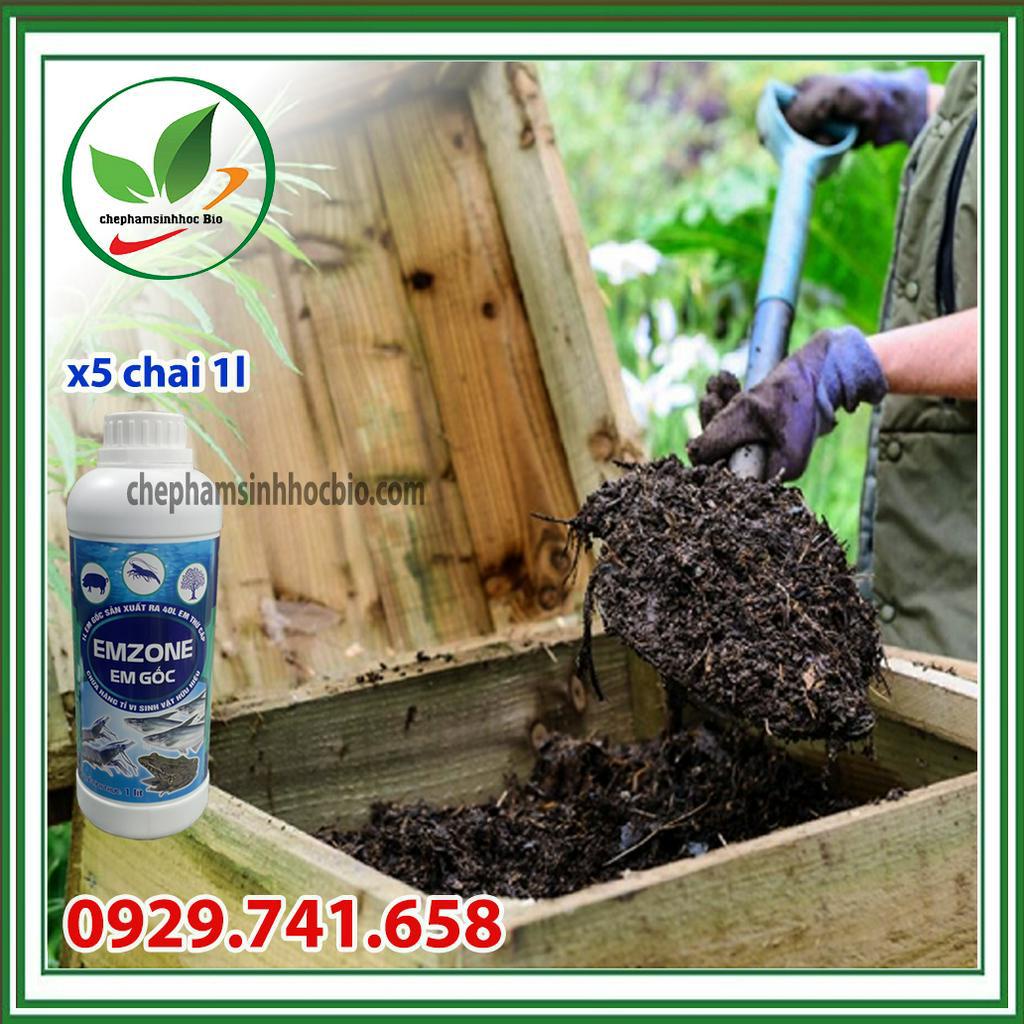 combo 5 chai EM Gốc 1 Lít Chế phẩm sinh học EM gốc - Emzone. Can 1l