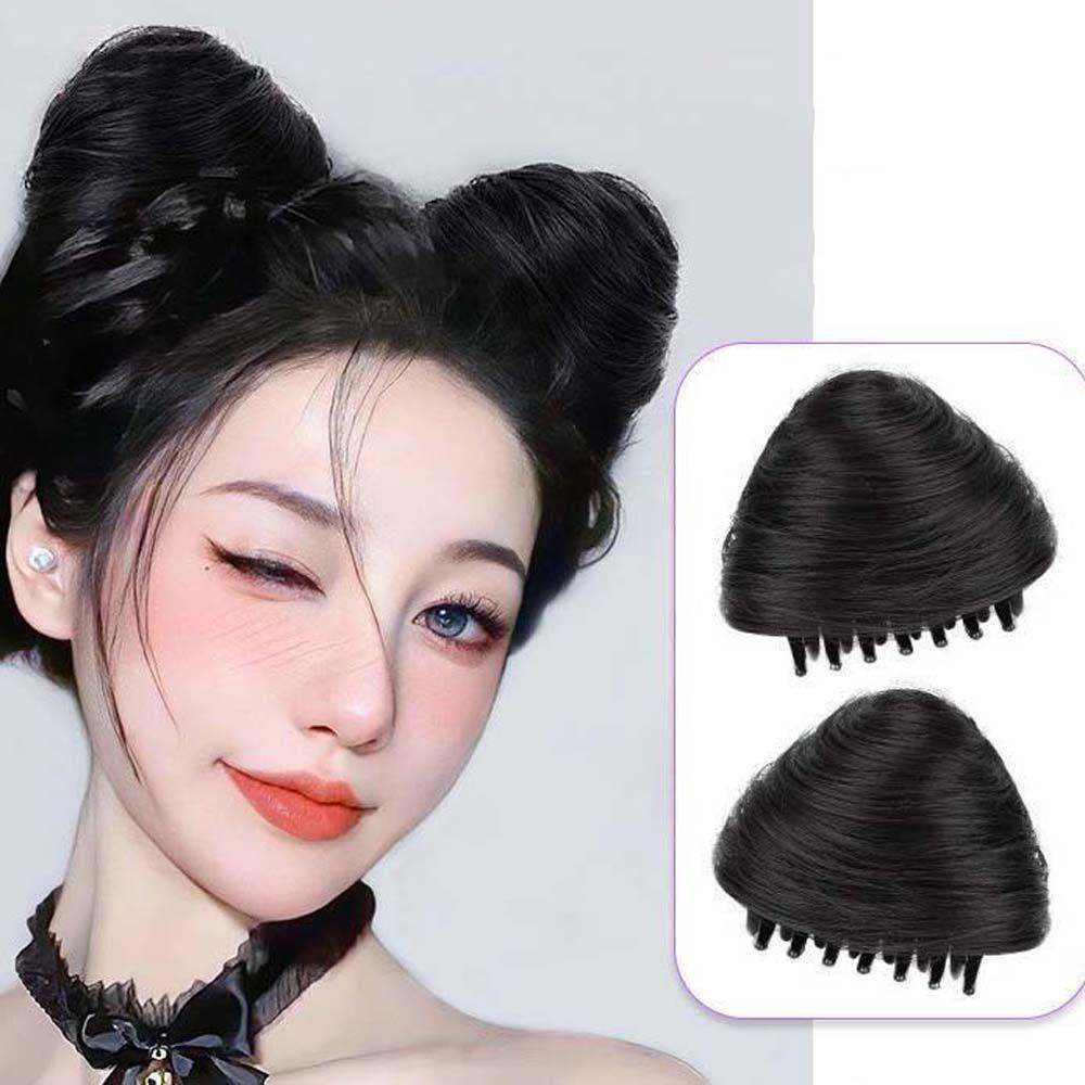 Qqmall Kẹp Tóc Giả Kẹp Thẳng Có Tai Mèo Chignon Cho Nữ