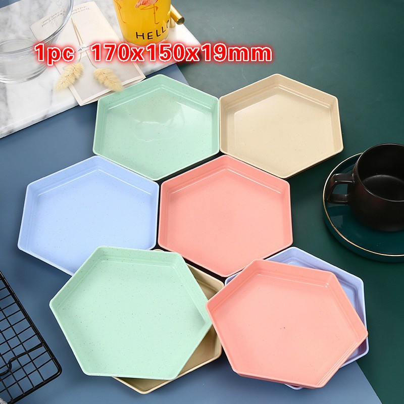 Đĩa Đựng Thức Ăn Bằng Lúa Mạch Hình Lục Giác Chống Vỡ Tiện Dụng Cho Nhà Bếp