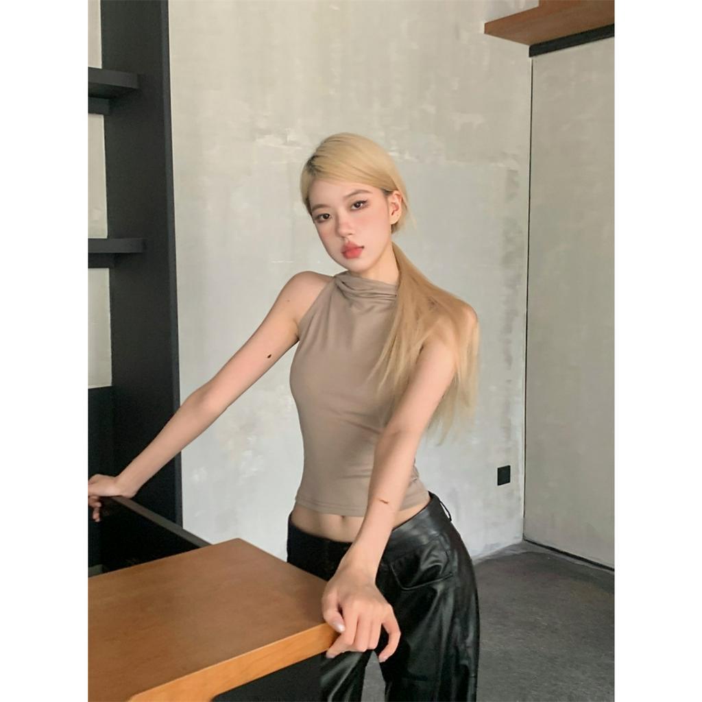 Áo Thun Không Tay Có Mũ Trùm Ôm Dáng Vừa Vặn Với 3 Màu Sắc retro Mỹ