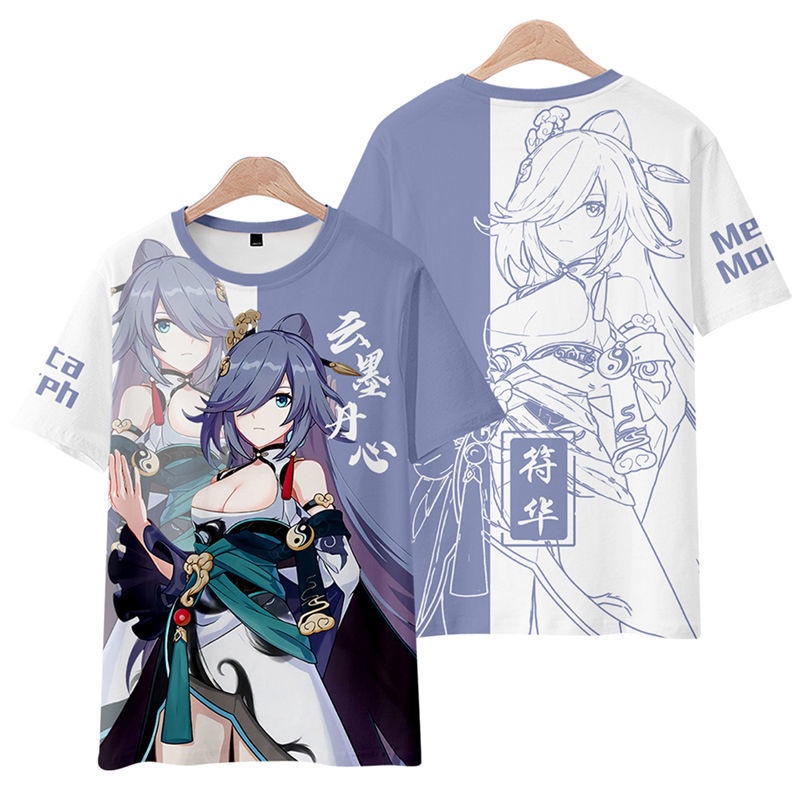 Áo Thun Tay Ngắn Dáng Rộng In Họa Tiết Honkai Va Chạm 3 Fu Hua / Seele Vollerei / Rita Rossweisse 2022 Phong Cách Nhật Bản Thời Trang Unisex