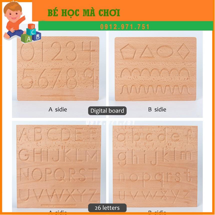 Giáo cụ Montessori - Bộ Đồ Chữ tập viết theo nét Chữ Cái Và Số Bằng Gỗ