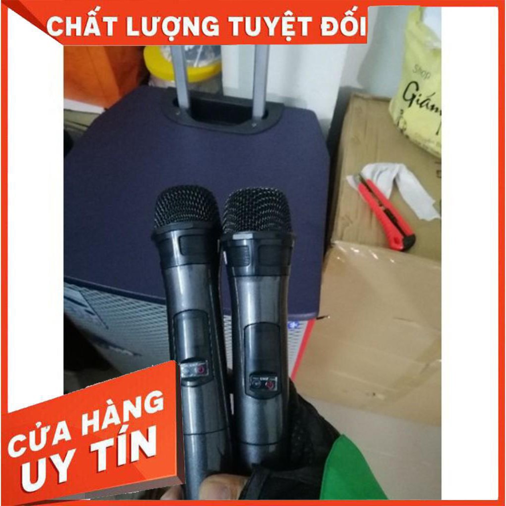 Loa Kéo Thùng Gỗ Bass 40Cm, Cao 80cm, 2 Mic UHF Set Tần Số Siêu Hay Model 305C