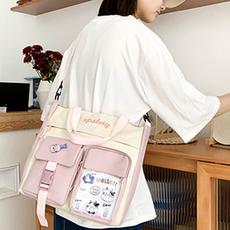 Túi Đeo Chéo Vai Bằng Nylon Có Nhiều Túi Dành Cho Học Sinh