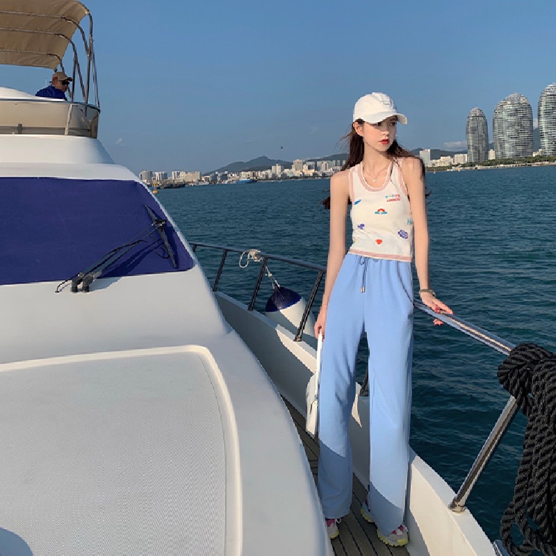 Áo croptop XIAOZHAINV không tay thêu họa tiết phong cách Hàn Quốc thời trang mùa hè cho nữ