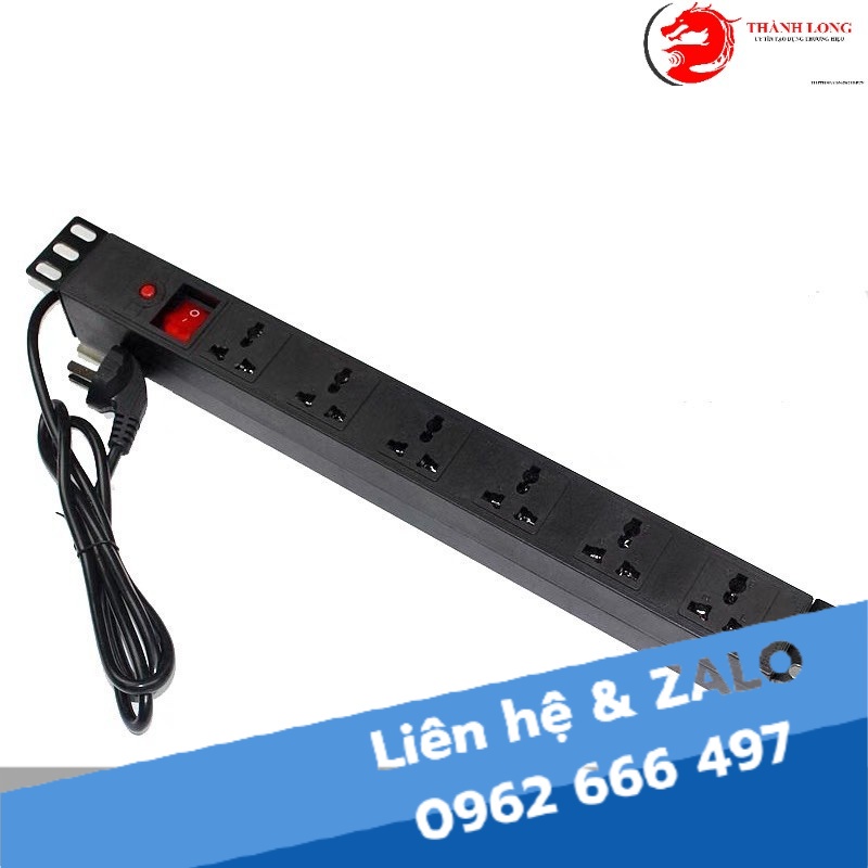 Ổ cắm nguồn PDU 6 chấu loại 3 chân cắm dùng cho tủ rack 19"
