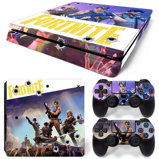 PS4 SLIM Console FORTNITE Skin Decal Vinal Sticker + 2 Controller Skins Set