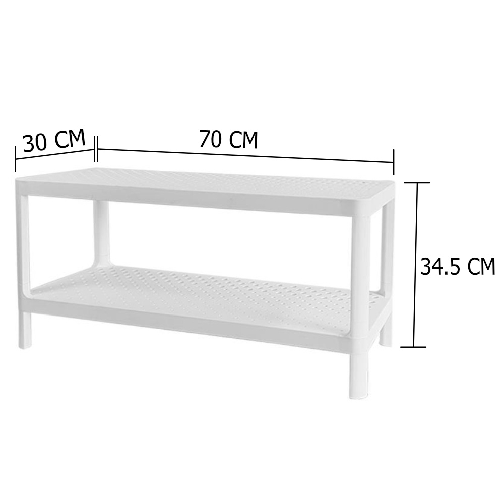 HomeBase STACKO Kệ để giày 2 tầng bằng nhựa MONO Thái Lan W70xH34.3xD30cm màu trắng
