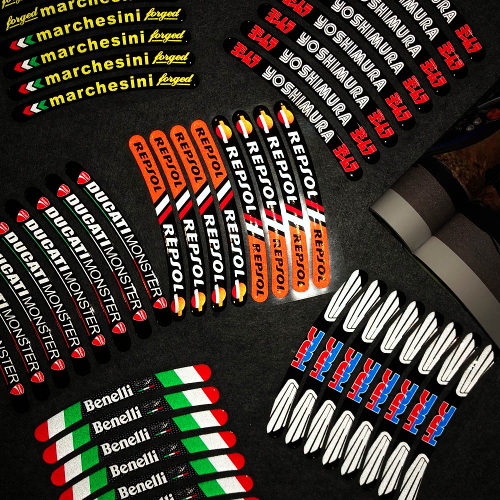 Bộ 8 Miếng Dán Phản Quang 3d Trang Trí Vành Bánh Xe Mô Tô Ktm Red-Bull