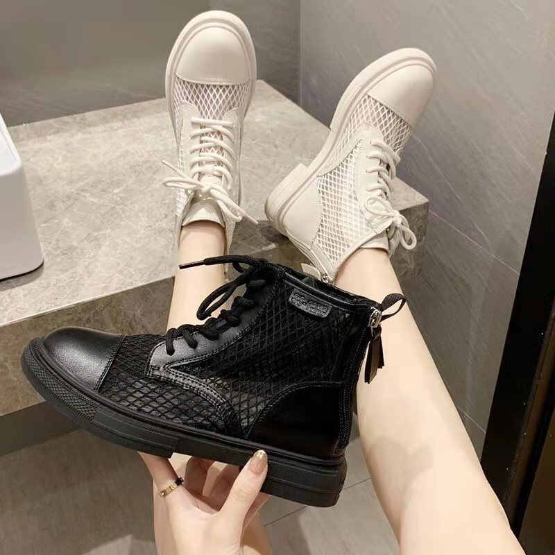 Giày Bốt Martin Phối Lưới Đục Lỗ Thoáng Khí Thời Trang Mùa Hè Hàng Mới Cho Nữ