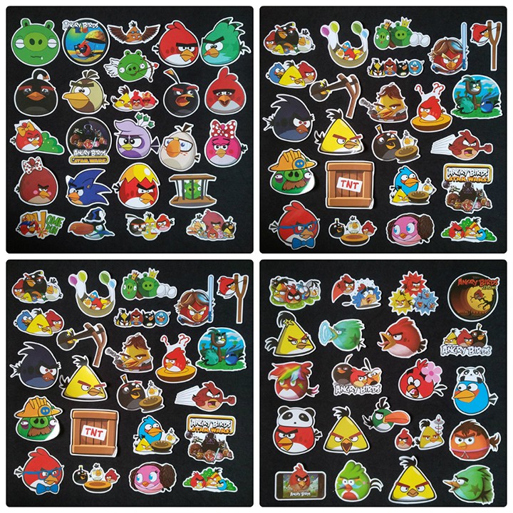 Bộ Sticker dán cao cấp chủ đề ANGRY BIRDS - Dùng dán Xe, dán mũ bảo hiểm, dán Laptop...