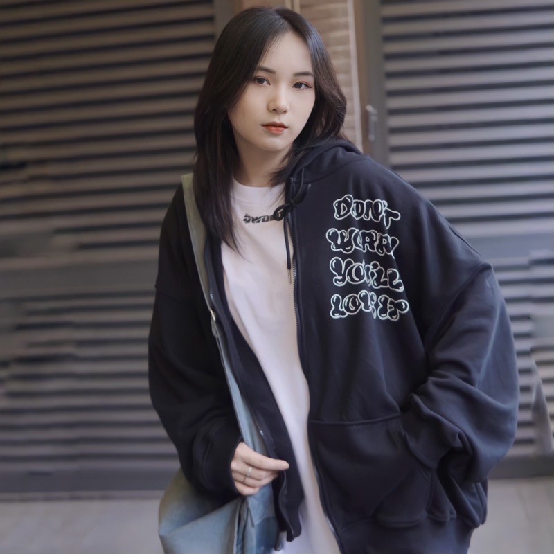 DWL ZIP HOODIE (Áo khoác form rộng có dây kéo)