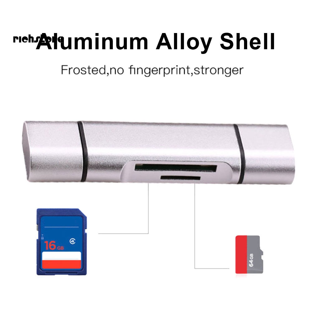 Đầu Đọc Thẻ Nhớ 5 Trong 1 OTG Micro USB 3.1 Type-C TF SD Cho Điện Thoại Android | BigBuy360 - bigbuy360.vn