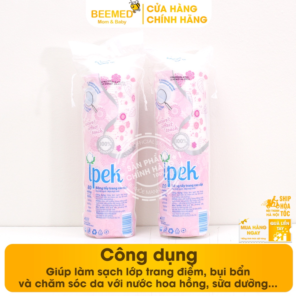 Bông Tẩy Trang Ipek - Giúp tẩy sạch lớp trang điểm, bụi bẩn từ 100% bông cotton tự nhiên an toàn - Nhập Khẩu Thổ Nhĩ Kỳ