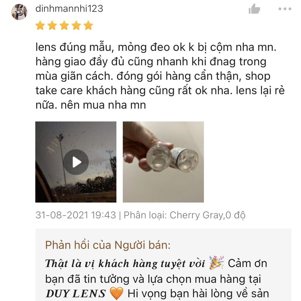 Kính áp tròng trăng khuyết Cherry Moon - Lens mắt cận Hàn Quốc độ ẩm cao DUYLENS