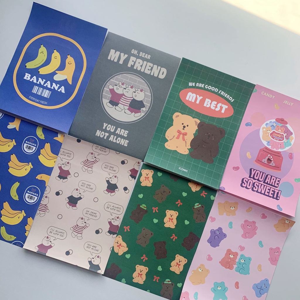 Bộ phong bì nhãn dán viết thư tình in hình chú gấu lãng mạn đáng yêu