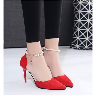 Giày cao gót quai hạt ngọc dễ thương và nữ tính - Gót cao 8cm