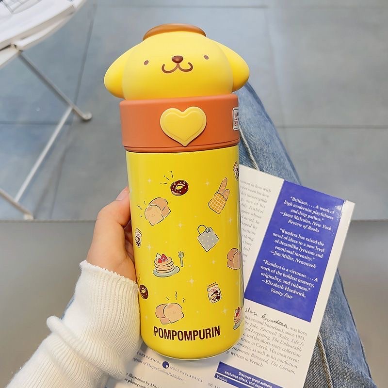 Bình giữ nhiệt Kuromi , Pompompurin , Cinnamoroll , My melody thiết kế búp bê 3D dễ thương dung tích 350ml