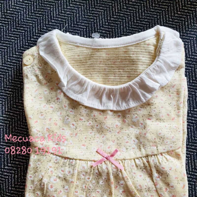 [100] Bộ cộc tay cotton giấy cổ bèo trắng Absorba xuất Hàn dư xịn cho bé gái
