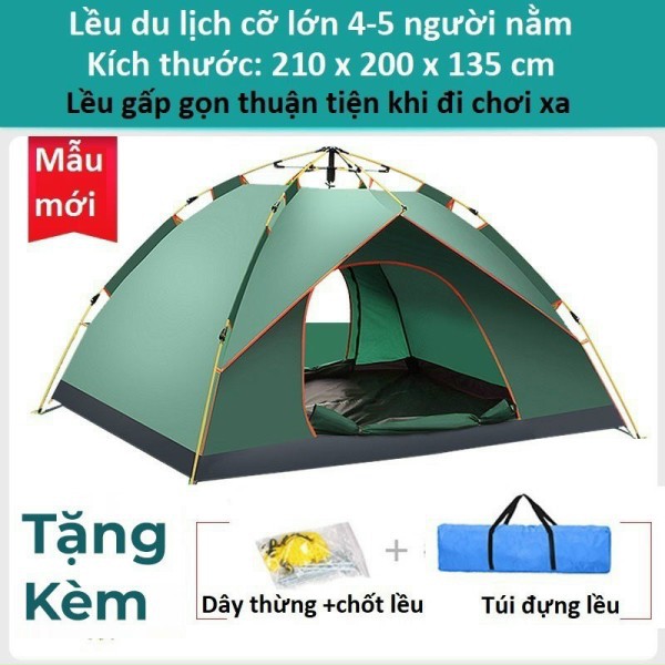 Lều cắm trại lều phượt du lịch tự bung dành cho 3-4 người, chống nước, tia bức xạ, thông gió 2 chiều