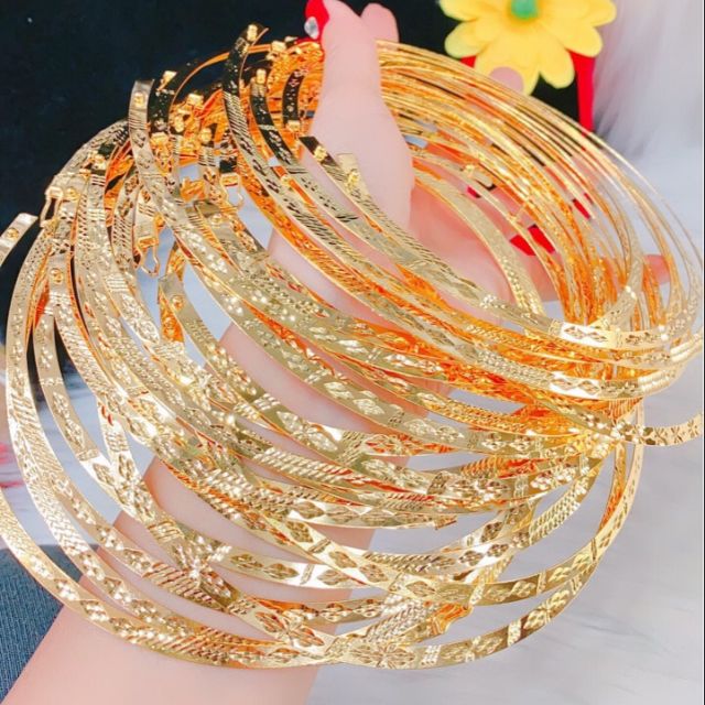 Kiềng cổ dạng cứng có khía thiết kế cao cấp mạ vàng Minh Quang