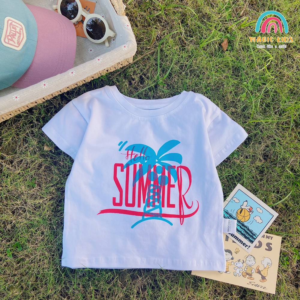 Áo phông cộc ngắn tay cho bé mùa hè Hello Summer chất cotton siêu mát Ao21005