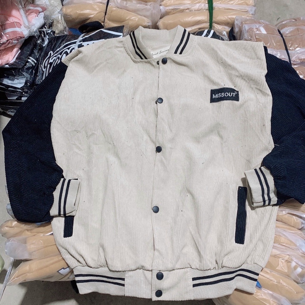 Áo khoác nam nữ - Bomber jacket F.S.SHOP68 chất liệu nhung gân dày dặn form rộng rãi MISSOUT