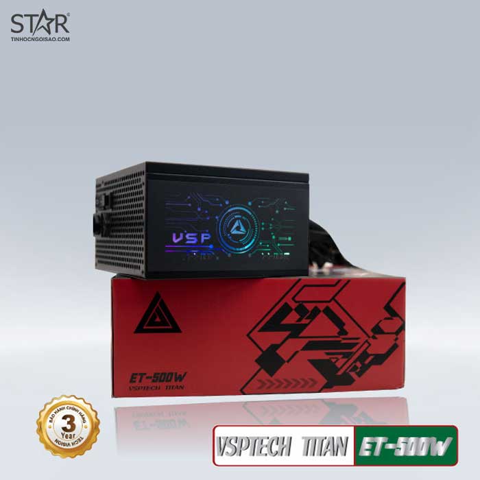 Nguồn VSP Titan ET ATX 500W LED + Dây Nguồn (ET500W)