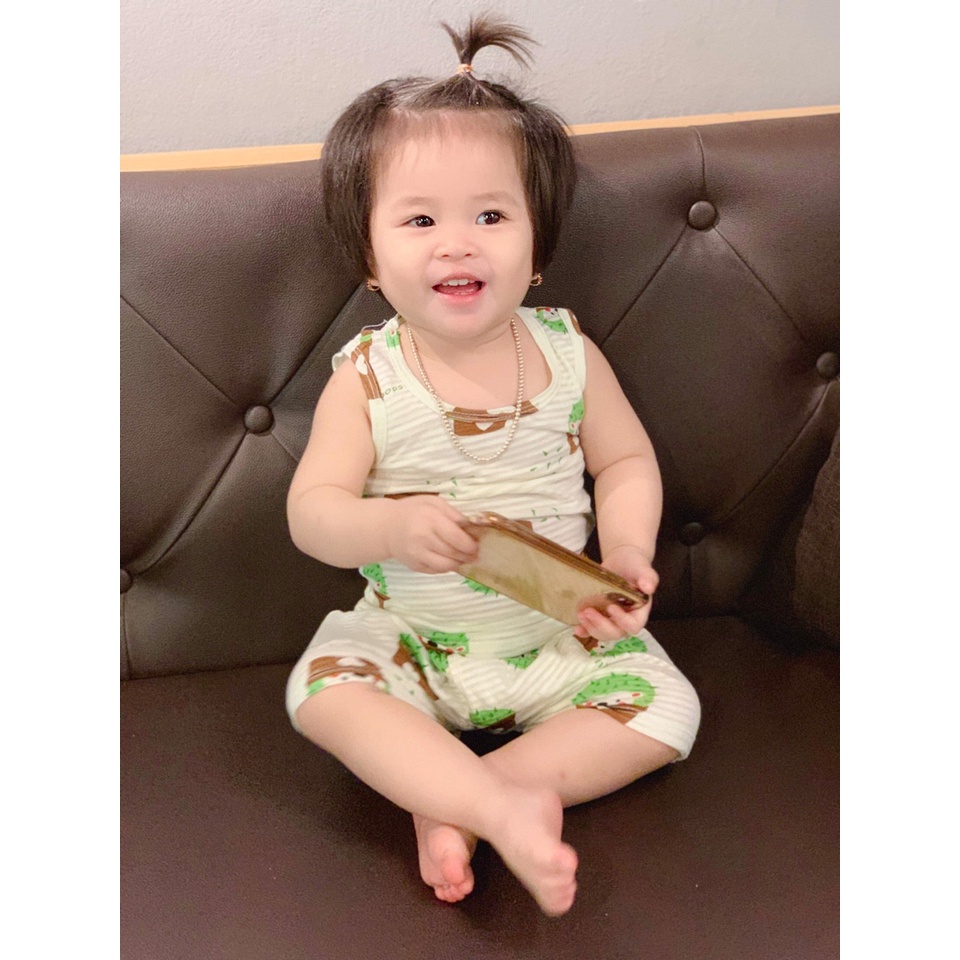 Đồ Bộ quần áo ba lỗ cho bé trai và bé gái chất cotton tre AM247 cho bé sơ sinh đến 16kg