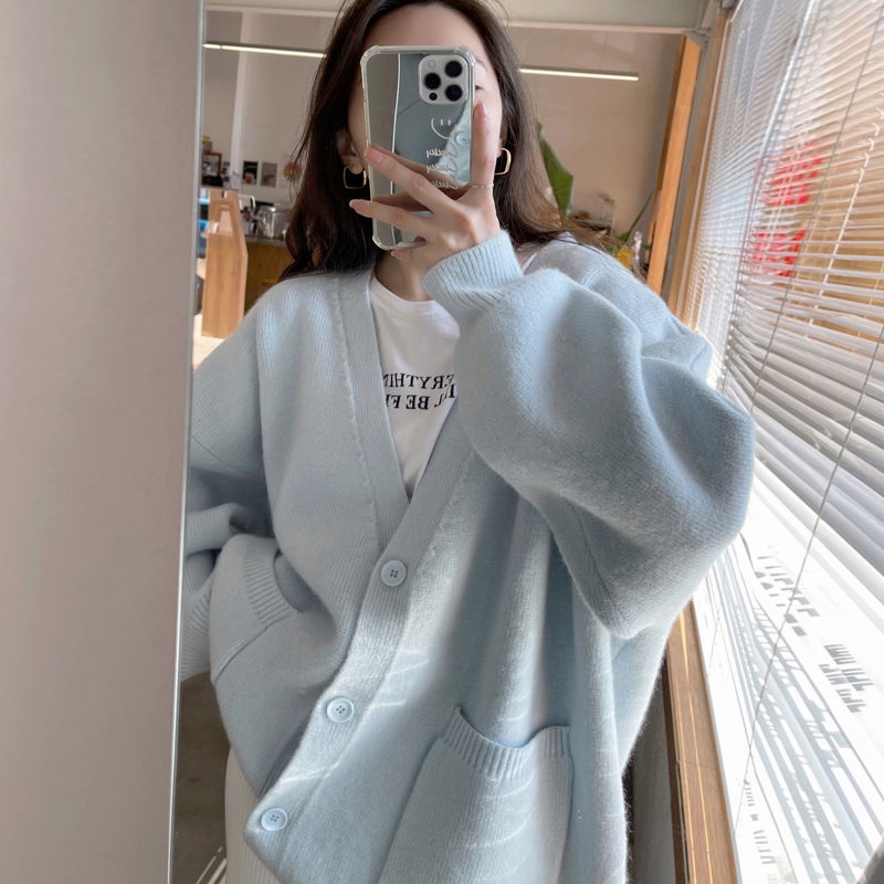 Áo Khoác Len Tay Dài Phong Cách Hàn Quốc Thanh Lịch Dành Cho Nữ