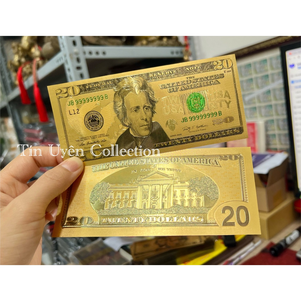 Tờ tiền kỷ niệm 20 Usd Plastic mạ vàng đẹp mắt