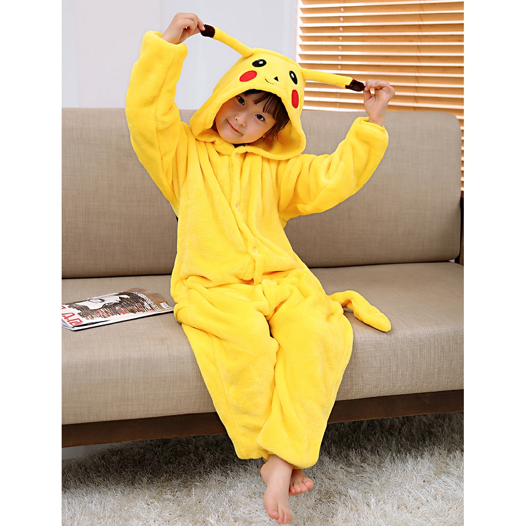 Đồ ngủ liền thân hình pikachu dễ thương dành cho bé trai và bé gái